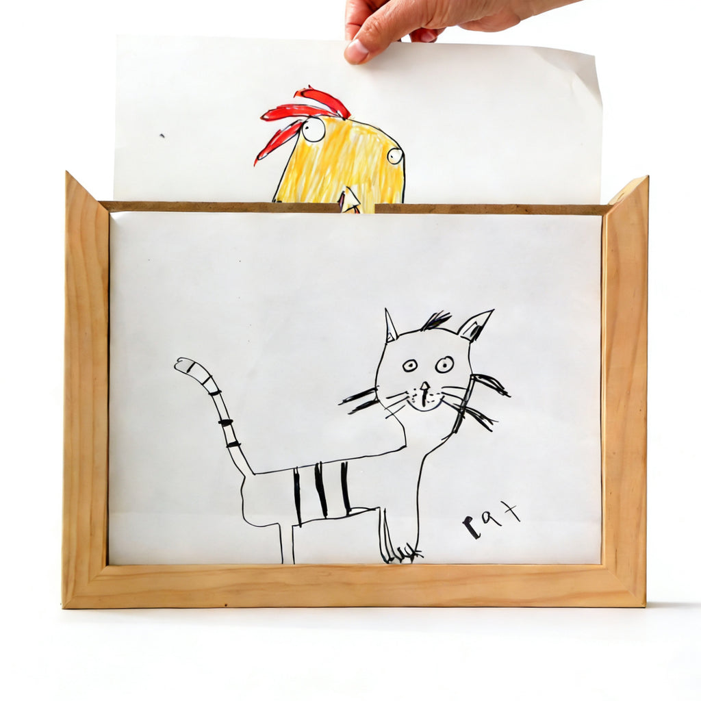 Real Wood Magnetic Memory Box Kids Art Frame
