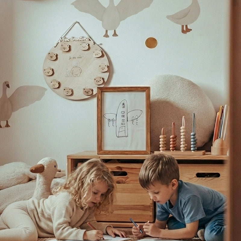 Solid Wood Kids' Artwork Storage & Display Frame Walnut | Holds 250+ Pieces