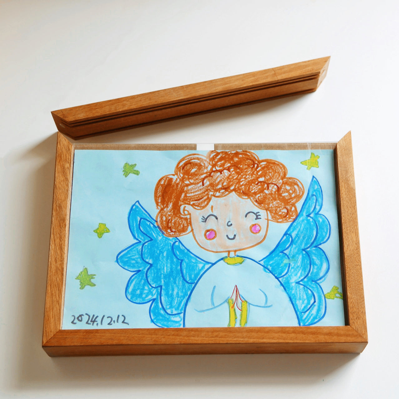 Real Wood Magnetic Memory Box Kids Art Frame