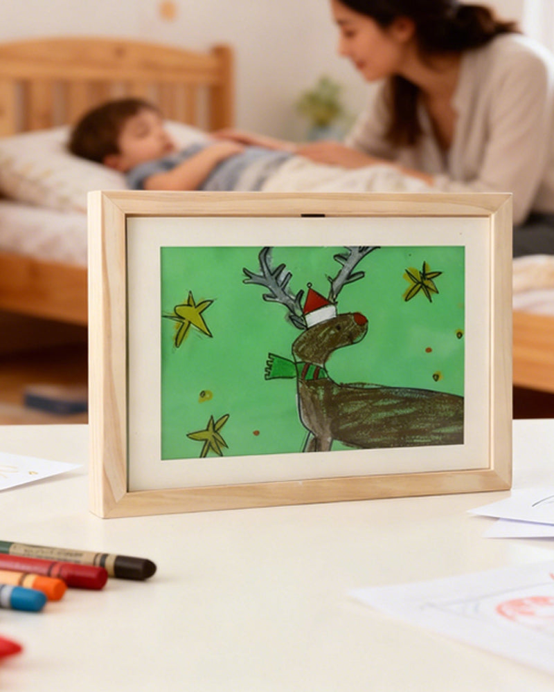 Real Wood Magnetic Memory Box Kids Art Frame