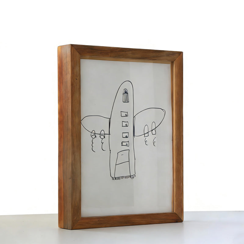 Solid Wood Kids' Artwork Storage & Display Frame Walnut | Holds 250+ Pieces