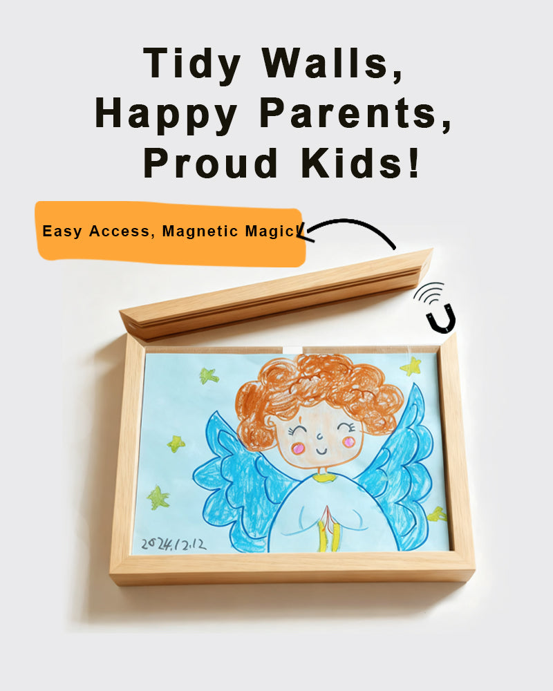 Real Wood Magnetic Memory Box Kids Art Frame