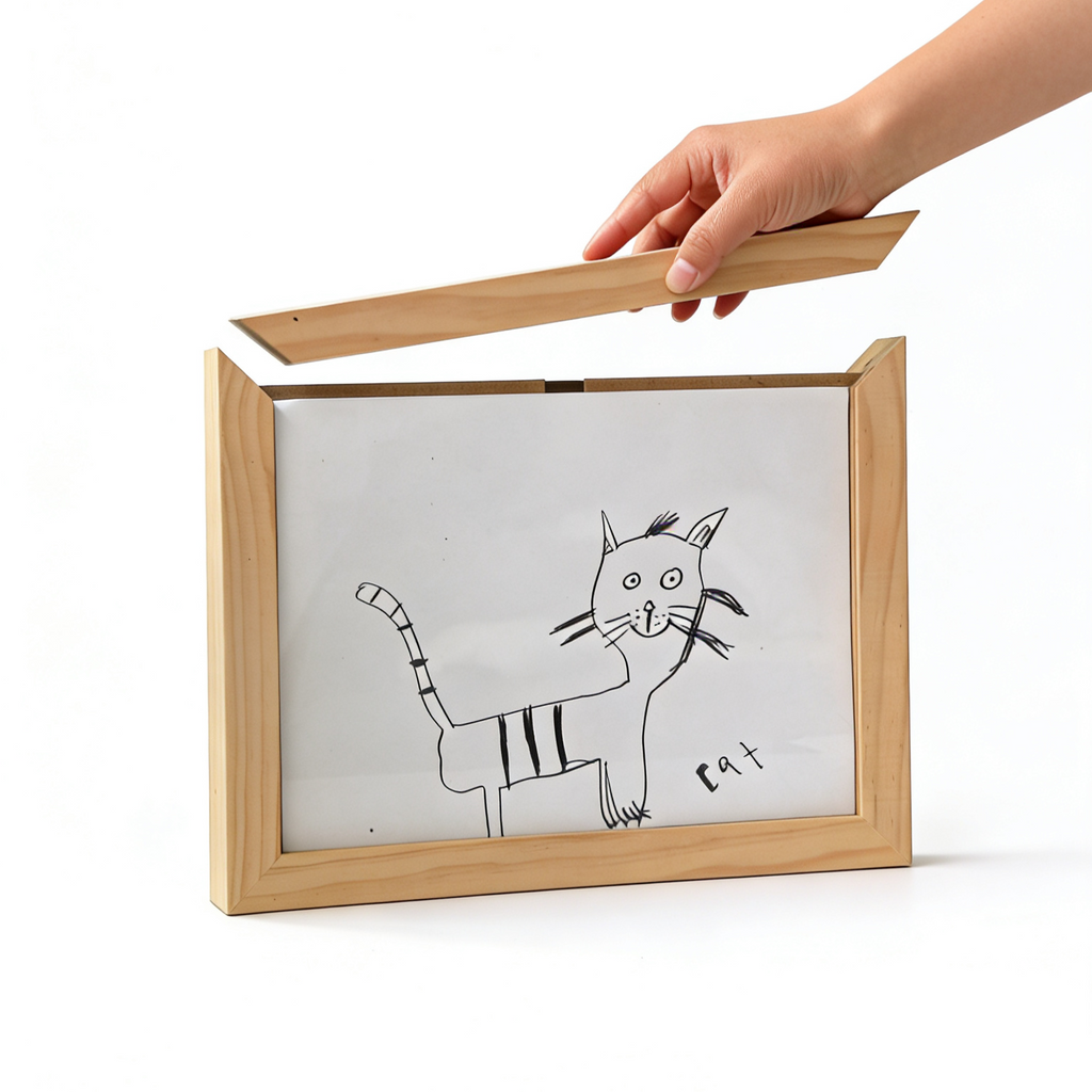 Real Wood Magnetic Memory Box Kids Art Frame