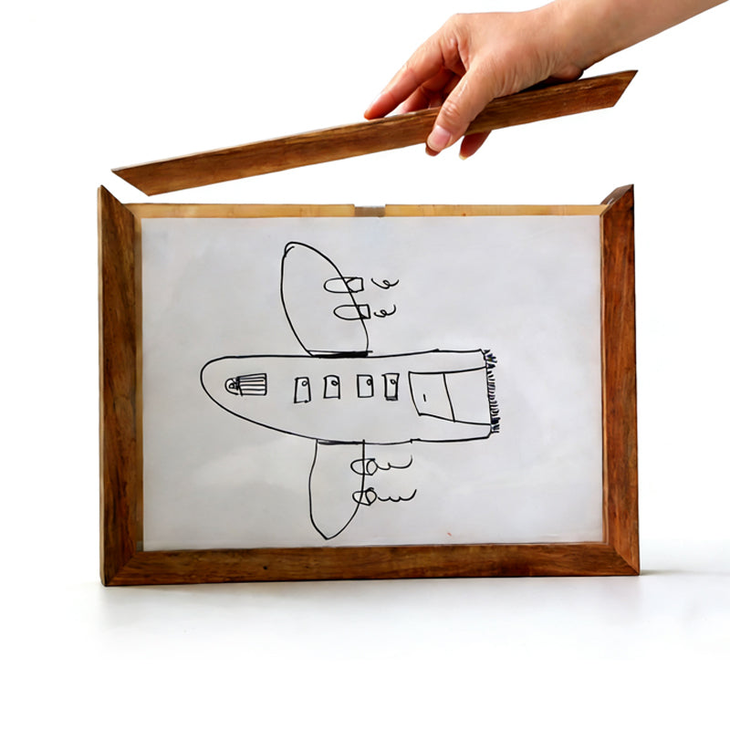 Solid Wood Kids' Artwork Storage & Display Frame Walnut | Holds 250+ Pieces